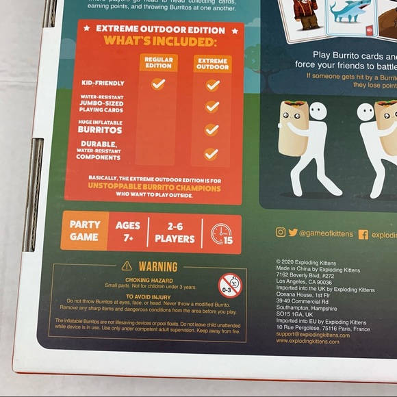 Throw Throw Burrito Extreme Outdoor Dodgeball Party Card Game Exploding Kittens - Picture 6 of 8
